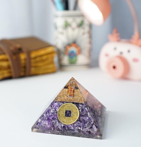 Crocon Orgone Pyramids of 7 Colors Onyx (Set of 7) Handmade Healing Pyramid Set orgonite Reiki Charged organite Home Table Office Decoration Positive Energy Enlightened Meditation 20-25 mm. in Kuwait