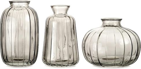 Bud Vase Set of 3 Small Vase Mini Glass Vase for Desktop Centerpieces Decor,Handmade Vase for Flowers (Brown) in Kuwait