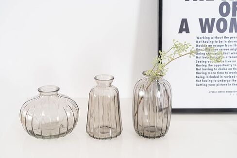 Bud Vase Set of 3 Small Vase Mini Glass Vase for Desktop Centerpieces Decor,Handmade Vase for Flowers (Brown) in Kuwait