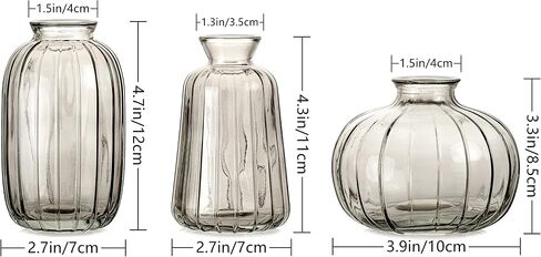 Bud Vase Set of 3 Small Vase Mini Glass Vase for Desktop Centerpieces Decor,Handmade Vase for Flowers (Brown) in Kuwait