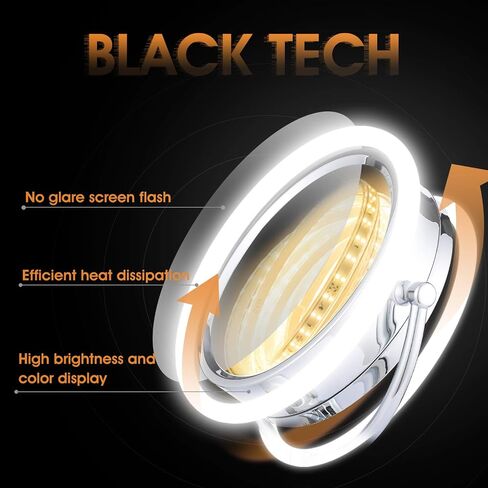 مرآة مكياج بإضاءة LED على الطاولة مقاس 8.5 بوصة من GURUN مع تكبير 10x مزدوجة الجوانب ومرآة الغرور بلمسة نهائية من الكروم M2208D(8.5 بوصة، 10x) in Saudi Arabia
