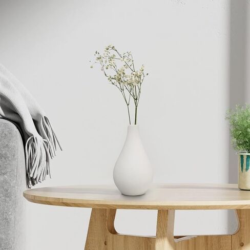 Hismir White Small Ceramic Vase Set of 5-Small Bud Flower Vases for Rustic Home Decor, Mini Vases for Modern Farmhouse Decor, Living Room, Shelf, Table, Bookshelf, Mantel and Entryway Decor in Saudi Arabia