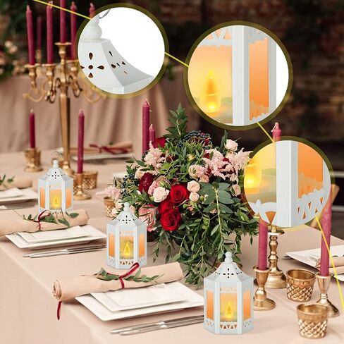 20 Pcs Halloween Vintage Candle Lantern LED Lantern with LED Candles Wedding Lanterns Decorative with Shining Decor LED Vintage Hanging Tealight Lantern for Table Home Party Decor (Black) in Kuwait