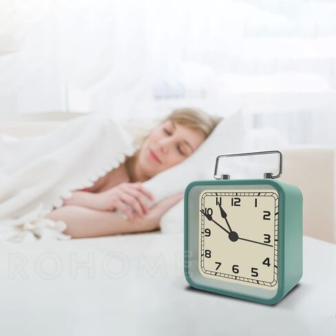 Retro Small Alarm Clock, Silent Quartz Movement with Night Light, Decorative Non Ticking Hanging for Kids Living Room, Office, Desk, Bedroom, Bedside, Hotel, Shelf, Nightstand (Dark Blue) in Kuwait
