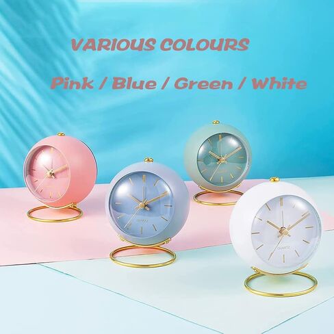 Small Alarm Clocks, Classic Retro Analog Cute Simple Design Small Desk Clock with No-Ticking Battery Operated Silent Backlight for Kids/Bedroom/Bedside Desktop/Kitchen/Travel (Blue) in Saudi Arabia
