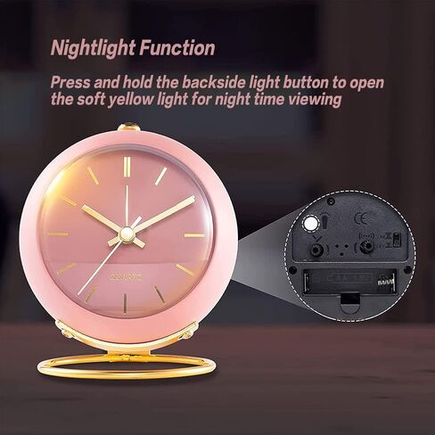 Small Alarm Clocks, Classic Retro Analog Cute Simple Design Small Desk Clock with No-Ticking Battery Operated Silent Backlight for Kids/Bedroom/Bedside Desktop/Kitchen/Travel (Blue) in Saudi Arabia
