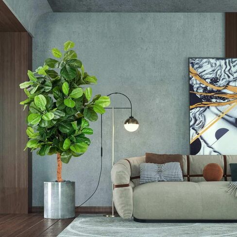 PLINJOY شجرة الكمان الاصطناعية شجرة التين بطول 6 أقدام في الأماكن المغلقة شجرة وهمية اصطناعية ديكورات غراندز وهمية شجرة اللبخ ليراتا للمنزل والمكتب وغرفة المعيشة ديكور داخلي وخارجي (6أقدام) in Kuwait