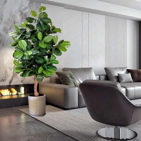 PLINJOY شجرة الكمان الاصطناعية شجرة التين بطول 6 أقدام في الأماكن المغلقة شجرة وهمية اصطناعية ديكورات غراندز وهمية شجرة اللبخ ليراتا للمنزل والمكتب وغرفة المعيشة ديكور داخلي وخارجي (6أقدام) in Kuwait