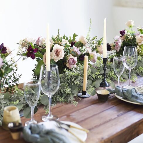 JPSOR 2pcs 6.6ft Artificial Eucalyptus Garland Faux Greenery Garland Fake Eucalyptus Leaves for Wedding Arch Farmhouse Mantle Table Runner Centerpiece Home Party Decor in Kuwait