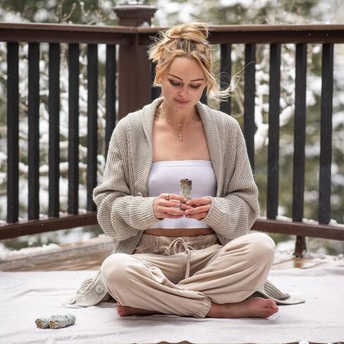 مجموعة التلطيخ من اوريجينز - عصا تلطيخ المريمية البيضاء + وعاء صدف أذن البحر | بخور علاجي من مصادر مستدامة لتنظيف المنزل والحماية والتامل والطاقة الإيجابية in Kuwait