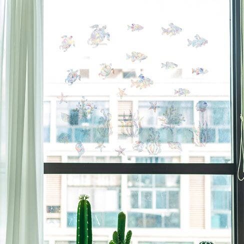 6PCS Dragon Rainbow Glass Window Decal Windows Anti Collision Window Decals for Bird Strikes Glass Alert Prism Decals Non Adhesive Prism Rainbow Window Clings in Kuwait