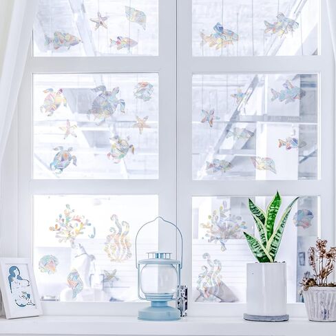 6PCS Dragon Rainbow Glass Window Decal Windows Anti Collision Window Decals for Bird Strikes Glass Alert Prism Decals Non Adhesive Prism Rainbow Window Clings in Kuwait