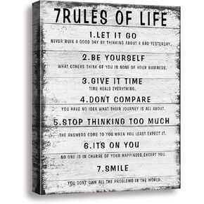 7 Rules of Life Wall Art Motivational Inspirational Poster Printed on Canvas Wall Decor for Living Room or Office Size11.5 x 15 Inch Framed Canvas Prints For Bedroom or Home Art Decoration Positive in Saudi Arabia