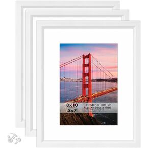 إطارات صور Langdon House مقاس 8 × 10 مع حصيرة إلى 5 × 7 (أسود، 3 عبوات)، لمسة عصرية مع مشطوفة، حامل سطح الطاولة وخطافات تعليق على الحائط، مجموعة مشعة in Kuwait