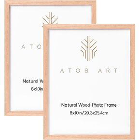 مجموعة إطارات صور ATOBART مقاس 8 × 10 مكونة من قطعتين، إطارات صور سوداء مصنوعة من الخشب الصلب مع واجهة زجاجية حقيقية لعرض الحائط أو سطح الطاولة، تعليق عمودي أو أفقي