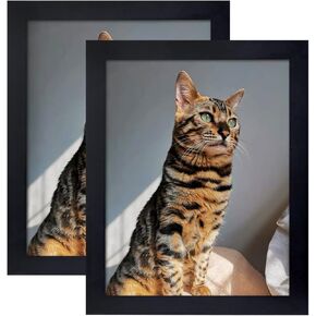 Xiangzhen Picture Frame 8x10 Inch Set of 2,Made of Wood, Wall Mount Vertically or Horizontally-Photo Frame Poster Frames, Wall Mount or Tabletop Use, Black in Kuwait