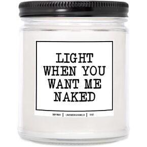YouNique Designs Light When You Want Me Naked Candle, 4 Oz, Cool Candles for Boyfriend, Mens Candles for Bedroom, Inappropriate Candles, Naughty Candles for Him Wife Couples (Mahogany Teakwood A 4 oz) in Saudi Arabia