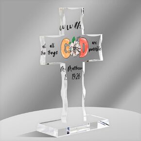 Christian Acrylic Standing Memorial Cross, Religious Gift with Inspirational Words and Prayers for Encouraging Faith Hope Spiritual Growth, Gift for Your Friends Family