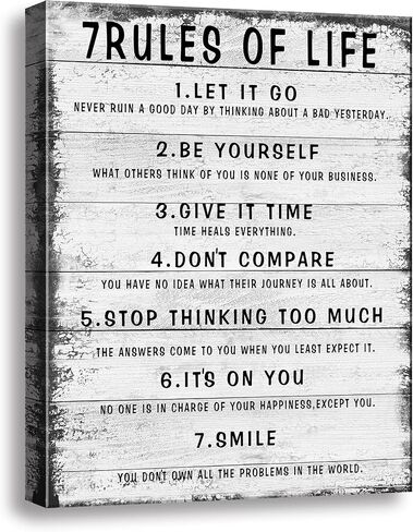 7 Rules of Life Wall Art Motivational Inspirational Poster Printed on Canvas Wall Decor for Living Room or Office Size11.5 x 15 Inch Framed Canvas Prints For Bedroom or Home Art Decoration Positive in Kuwait