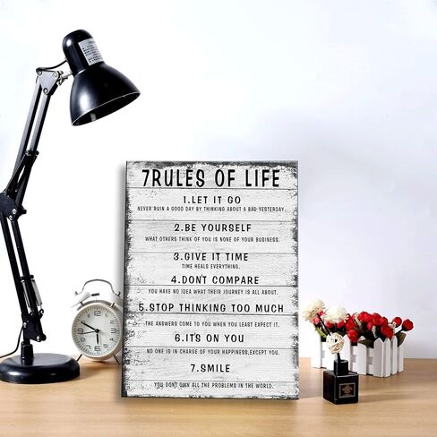 7 Rules of Life Wall Art Motivational Inspirational Poster Printed on Canvas Wall Decor for Living Room or Office Size11.5 x 15 Inch Framed Canvas Prints For Bedroom or Home Art Decoration Positive in Kuwait