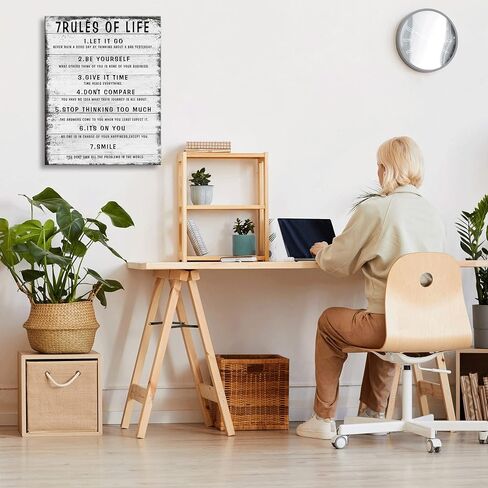 7 Rules of Life Wall Art Motivational Inspirational Poster Printed on Canvas Wall Decor for Living Room or Office Size11.5 x 15 Inch Framed Canvas Prints For Bedroom or Home Art Decoration Positive in Kuwait