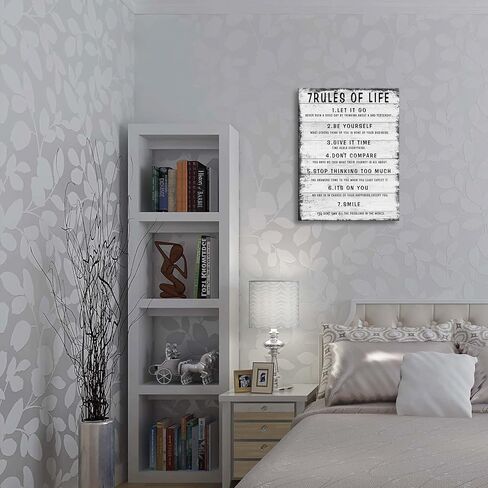 7 Rules of Life Wall Art Motivational Inspirational Poster Printed on Canvas Wall Decor for Living Room or Office Size11.5 x 15 Inch Framed Canvas Prints For Bedroom or Home Art Decoration Positive in Kuwait