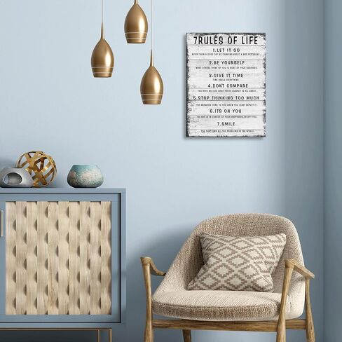 7 Rules of Life Wall Art Motivational Inspirational Poster Printed on Canvas Wall Decor for Living Room or Office Size11.5 x 15 Inch Framed Canvas Prints For Bedroom or Home Art Decoration Positive in Kuwait