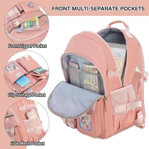 Hey Yoo Cute Backpack for School Backpack for Girls Backpack with Lunch Box Bookbag Set Kids Backpacks for Teen Girls in Kuwait