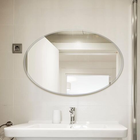 مراة بيضاوية بدون اطار مقاس 20 × 28 انش، مراة حمام بيضاوية مع حافة مشطوفة مصقولة 0.8 انش للحمام وغرفة النوم وغرفة المعيشة والمدخل in Kuwait