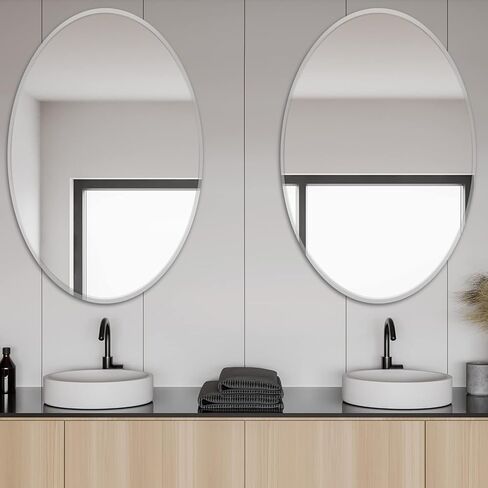 مراة بيضاوية بدون اطار مقاس 20 × 28 انش، مراة حمام بيضاوية مع حافة مشطوفة مصقولة 0.8 انش للحمام وغرفة النوم وغرفة المعيشة والمدخل in Kuwait