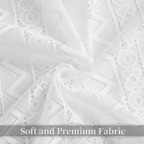 Boho Lace Sheer Curtains 54 Inch Length 2 Panels Set Beige Rustic Geometric Pattern Curtains with Tassel for Living Room Bedroom Rod Pocket Linen Window Drapes, 40"x54"x2 in Kuwait