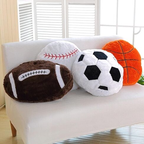 XIYUAN18inch Football Sports Pillow Plush Stuffed Sports Balls Soccer Toy Fluffy Durable Throw Pillow Cushion Sofa Room Decoration Soft Sports Toy Gift (Black/White) in Kuwait