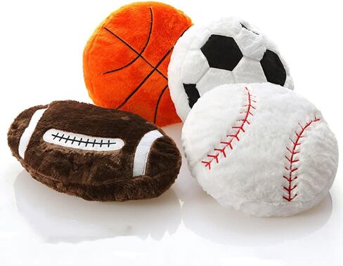 XIYUAN18inch Football Sports Pillow Plush Stuffed Sports Balls Soccer Toy Fluffy Durable Throw Pillow Cushion Sofa Room Decoration Soft Sports Toy Gift (Black/White) in Kuwait