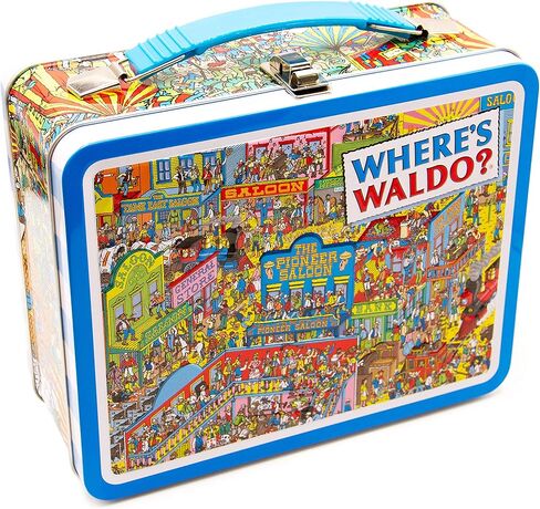 AQUARIUS Where's Waldo Fun Box - Sturdy Tin Storage Box with Plastic Handle & Embossed Front Cover - Officially Licensed Waldo Merchandise & Collectible Gift (48276) in Saudi Arabia