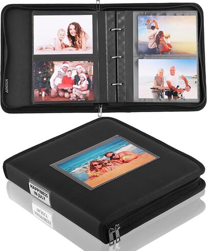 جوندون البوم صور 4×6 مع سحاب - البوم صور مقاوم للحريق مع 3 حلقات و200 جيب افقي، صور تحمل كتاب صور للعائلة | الزفاف | العطلات | الطفل in Kuwait