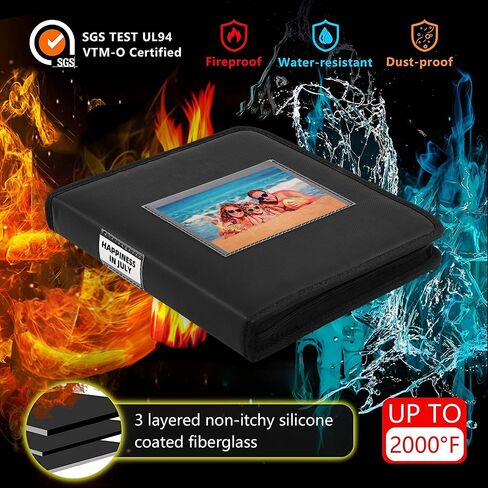 جوندون البوم صور 4×6 مع سحاب - البوم صور مقاوم للحريق مع 3 حلقات و200 جيب افقي، صور تحمل كتاب صور للعائلة | الزفاف | العطلات | الطفل in Kuwait