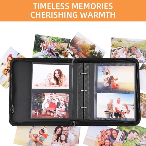 جوندون البوم صور 4×6 مع سحاب - البوم صور مقاوم للحريق مع 3 حلقات و200 جيب افقي، صور تحمل كتاب صور للعائلة | الزفاف | العطلات | الطفل in Kuwait