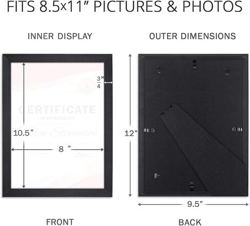 Icona Bay 8x10 Black Picture Frame, Simple Modern Design, Table Top Kickstand and Wall Hanging Hooks Included, Impresia Collection in Kuwait