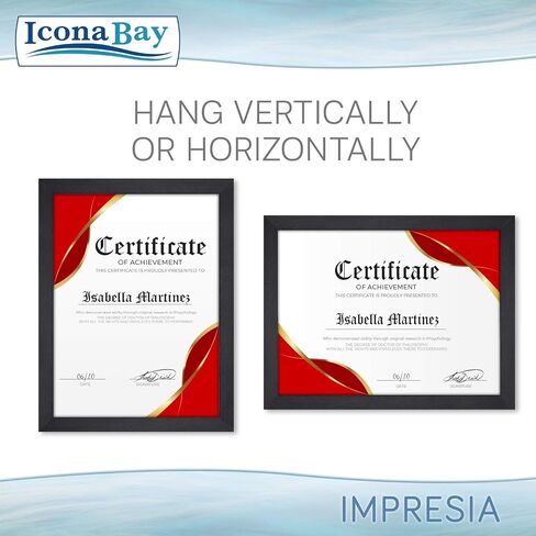 Icona Bay 8x10 Black Picture Frame, Simple Modern Design, Table Top Kickstand and Wall Hanging Hooks Included, Impresia Collection in Kuwait