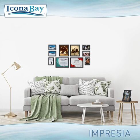 Icona Bay 8x10 Black Picture Frame, Simple Modern Design, Table Top Kickstand and Wall Hanging Hooks Included, Impresia Collection in Kuwait