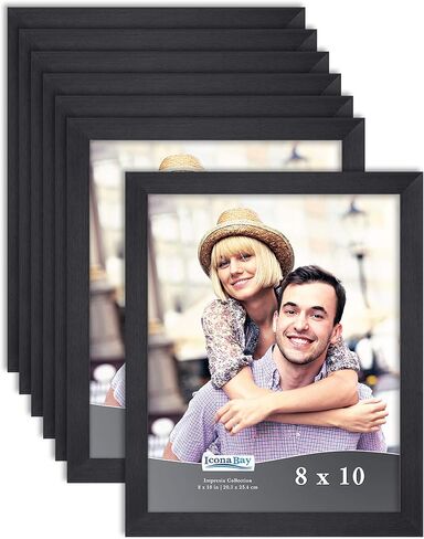 Icona Bay 8x10 Black Picture Frame, Simple Modern Design, Table Top Kickstand and Wall Hanging Hooks Included, Impresia Collection in Kuwait