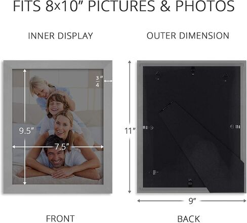 Icona Bay 8x10 Black Picture Frame, Simple Modern Design, Table Top Kickstand and Wall Hanging Hooks Included, Impresia Collection in Kuwait