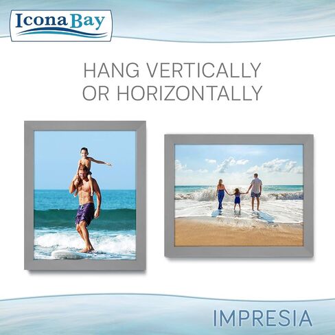 Icona Bay 8x10 Black Picture Frame, Simple Modern Design, Table Top Kickstand and Wall Hanging Hooks Included, Impresia Collection in Kuwait