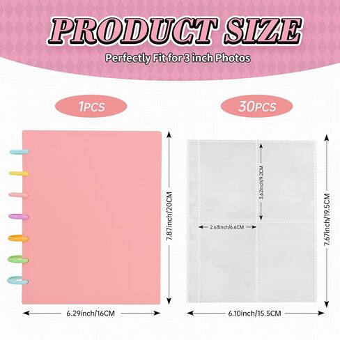 Kpop Photocard Binder with 30Pcs Inner Pages 3 Inch Photocard Holder Book Sleeves A5 Idol Card DIY Collector 2×3 Polaroid Photo Album, Black in Saudi Arabia