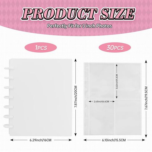 Kpop Photocard Binder with 30Pcs Inner Pages 3 Inch Photocard Holder Book Sleeves A5 Idol Card DIY Collector 2×3 Polaroid Photo Album, Black in Saudi Arabia