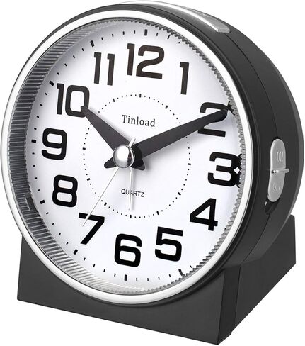 منبه Tinload 4 بوصات صامتة، لا يسبب التلويق، يصدر أصوات زقزقة، يزيد الكثافة، غفوة تعمل بالبطارية ووظائف الإضاءة، مجموعة سهلة (أسود) in Kuwait