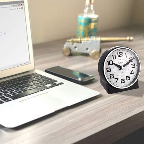 منبه Tinload 4 بوصات صامتة، لا يسبب التلويق، يصدر أصوات زقزقة، يزيد الكثافة، غفوة تعمل بالبطارية ووظائف الإضاءة، مجموعة سهلة (أسود) in Kuwait