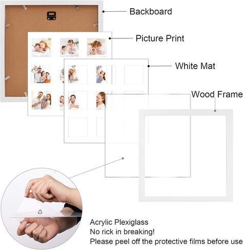 Egofine A2 Picture Frames Set of 2 Matted for A3 - Solid Wood Acrylic Plexiglass Front for Wall Mounting Hanging Vertically or Horizontally, Black - 16.5 x 23.4 in in Kuwait