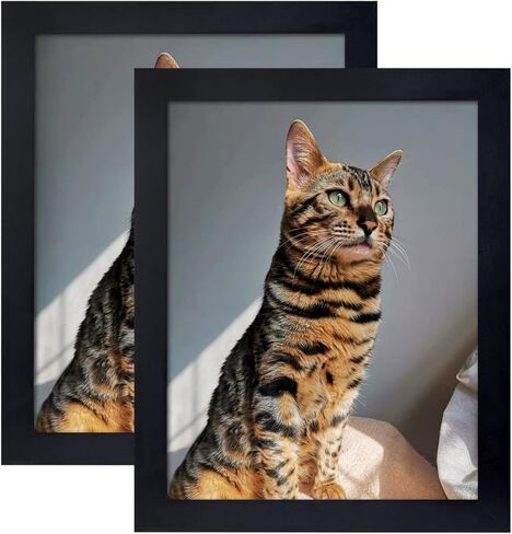 Xiangzhen Picture Frame 8x10 Inch Set of 2,Made of Wood, Wall Mount Vertically or Horizontally-Photo Frame Poster Frames, Wall Mount or Tabletop Use, Black in Kuwait