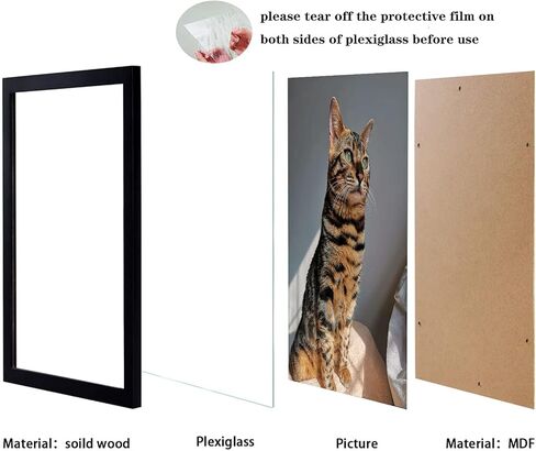 Xiangzhen Picture Frame 8x10 Inch Set of 2,Made of Wood, Wall Mount Vertically or Horizontally-Photo Frame Poster Frames, Wall Mount or Tabletop Use, Black in Kuwait